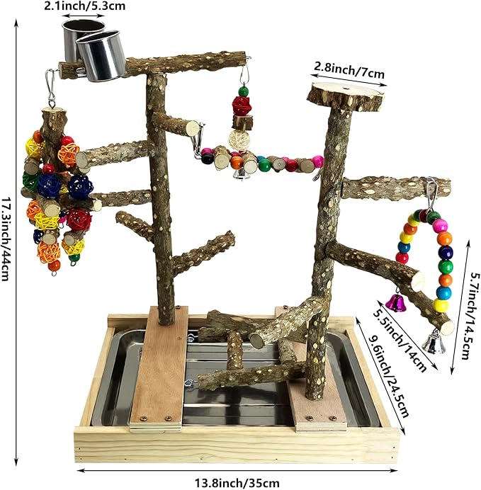 Tfwadmx Bird Playground Natural Wood Bird Play Stands Parrot Perch Stand - Image 3