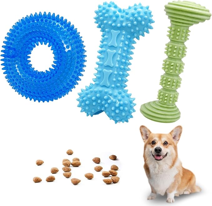 3-Pack Puppy Chew Toys for Teething Relief – Soft & Durable Rubber Toys for by ENZZROA