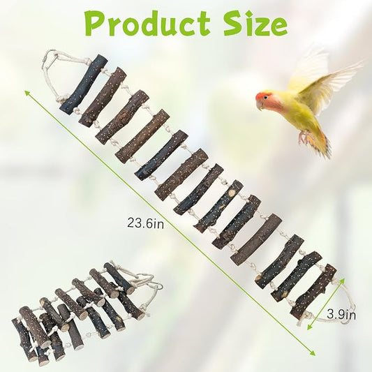 BNOSDM Birds Rope Ladder Toy 2Pcs Wooden Bird Hanging Ladders Pet Climbing - Image 2