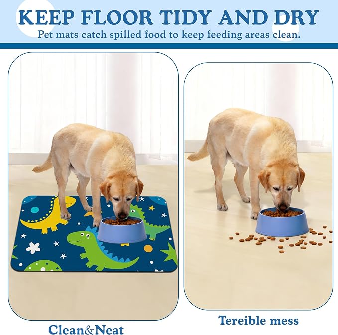 Cartoon Dino Pet Feeding Mat–Christmas Stocking Quick Dry Absorbent Dog Cat - Image 5