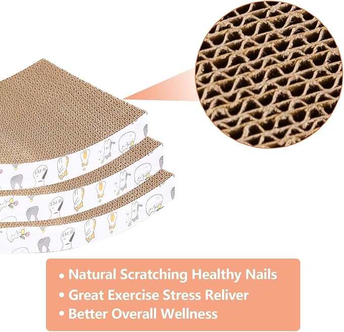 PatiencET Cardboard Cat Scratcher Pads, Double-Sided, Catnip Included, - Image 3