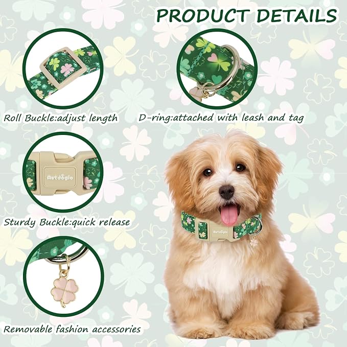 St. Patrick's Day Dog Collar, Adjustable Spring Cotton Collars Gifts - Image 3