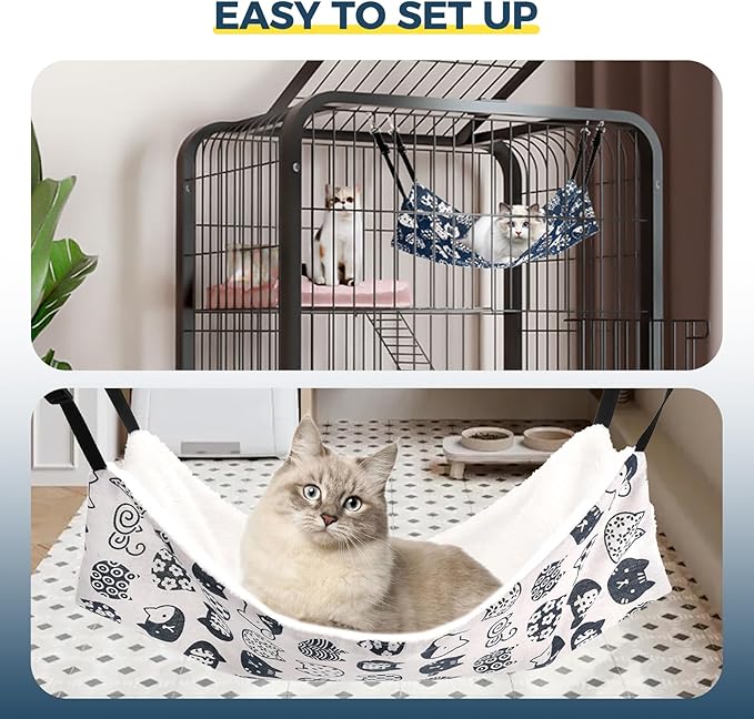 Cat Hammock for Cage Hanging Reversible 2Pack, Pet Hammock Bed Adjustable - Image 7