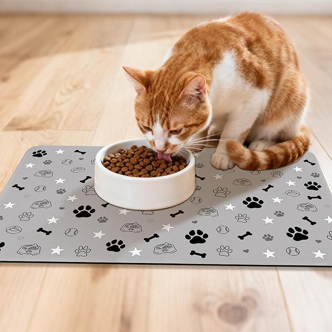Dog Food Mat for Pet Cat Food Mat, Non-Slip Cat Pet Feeding Mats for Floor - Image 3