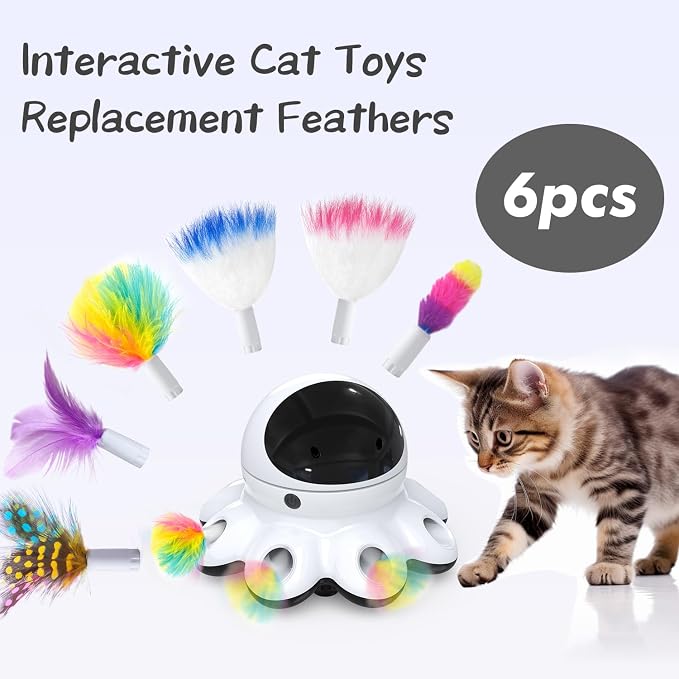ORSDA 6Pcs Interchangeable Attachments Cat Feather Toys Replaceable Feathers - Image 3