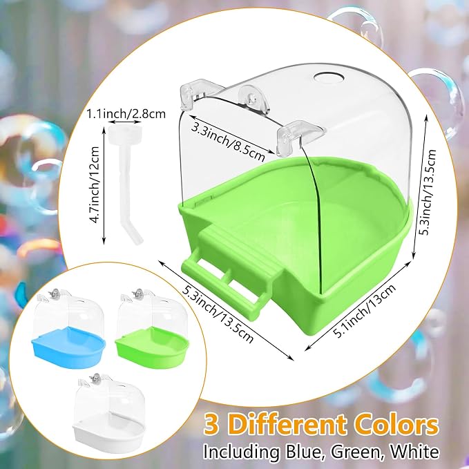 Tfwadmx 3Pcs Bird Bath for Cage Hanging Parakeet Bath Box Clear Bird Bathtub - Image 2