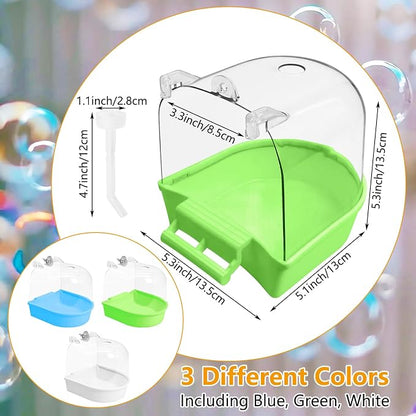 Tfwadmx 3Pcs Bird Bath for Cage Hanging Parakeet Bath Box Clear Bird Bathtub - Image 2
