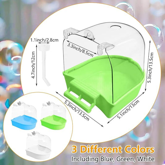 Tfwadmx 3Pcs Bird Bath for Cage Hanging Parakeet Bath Box Clear Bird Bathtub - Image 2