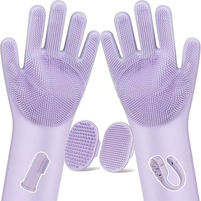 6PCS Pet Grooming Kit for Dogs, Cats and Horses | Dog Washing Gloves | Dog Bath by Augwind