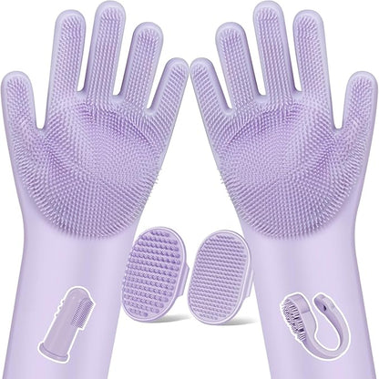 6PCS Pet Grooming Kit for Dogs, Cats and Horses | Dog Washing Gloves | Dog Bath by Augwind