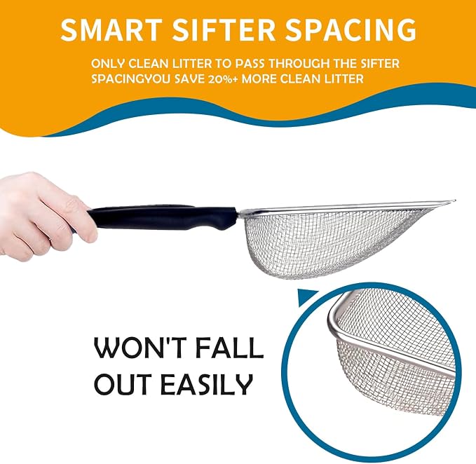 Cat Litter Scooper with Holder, Sturdy Litter Cleaner Corner Shovel, Stainless - Image 5