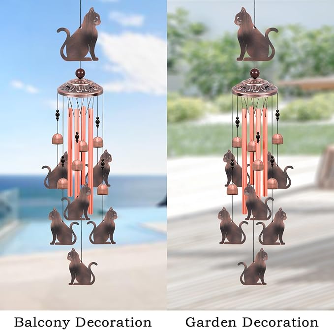 Outdoor Cat Wind Chimes, Gifts for Mom & Grandma & Family, Music Wind Catcher - Image 5