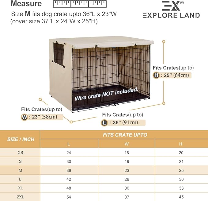 Explore Land 36 inches Dog Crate Cover Heavy Duty Polyester Pet Kennel Sunshade - Image 3