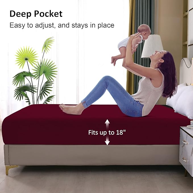 Waterproof Mattress Protector Queen, Fitted Sheet Style Breathable Mattress - Image 4