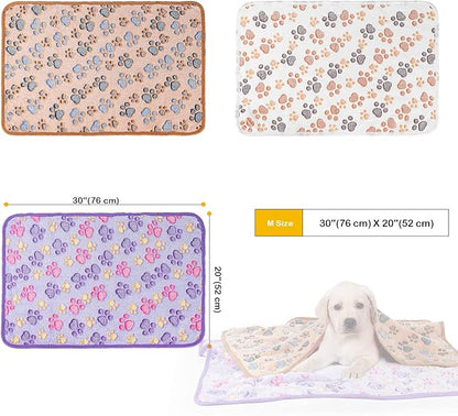 Dono 1 Pack 3 Dog Blankets for Small Dogs, Soft Fluffy Paw Print Pattern Fleece - Image 4