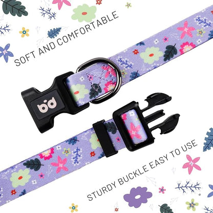QQPETS Adjustable Soft Dog Collar: Print Flower Pink Multicolor Cute Patterns - Image 4