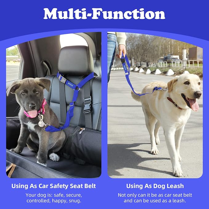 BWOGUE Pet Dog Cat Seat Belts, Car Headrest Restraint Adjustable Safety Leads - Image 6