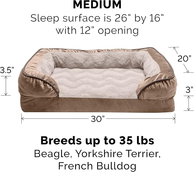 Furhaven Memory Foam Dog Bed for Medium/Small Dogs w/ Removable Bolsters & - Image 2