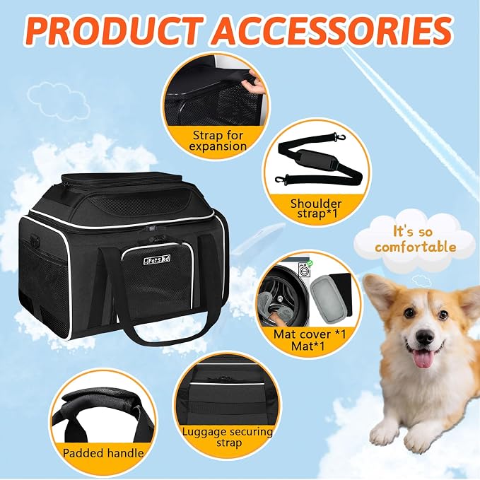 Petskd Top and Side Expandable Pet Carrier 18x11x11 Inches Delta United Airline - Image 7