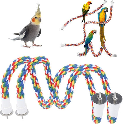 2PCS 60cm/23.6in Bird Rope Perch, 1.8cm Soft Cotton Parakeet Perches, Colorful - Image 6