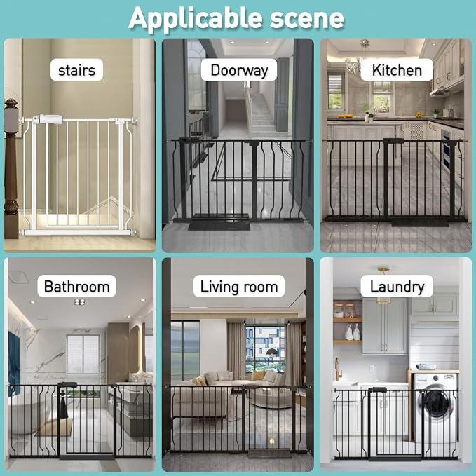 WAOWAO Baby Gate 4.71" Extra Wide Pressure Mounted Walk Through Swing Auto - Image 5