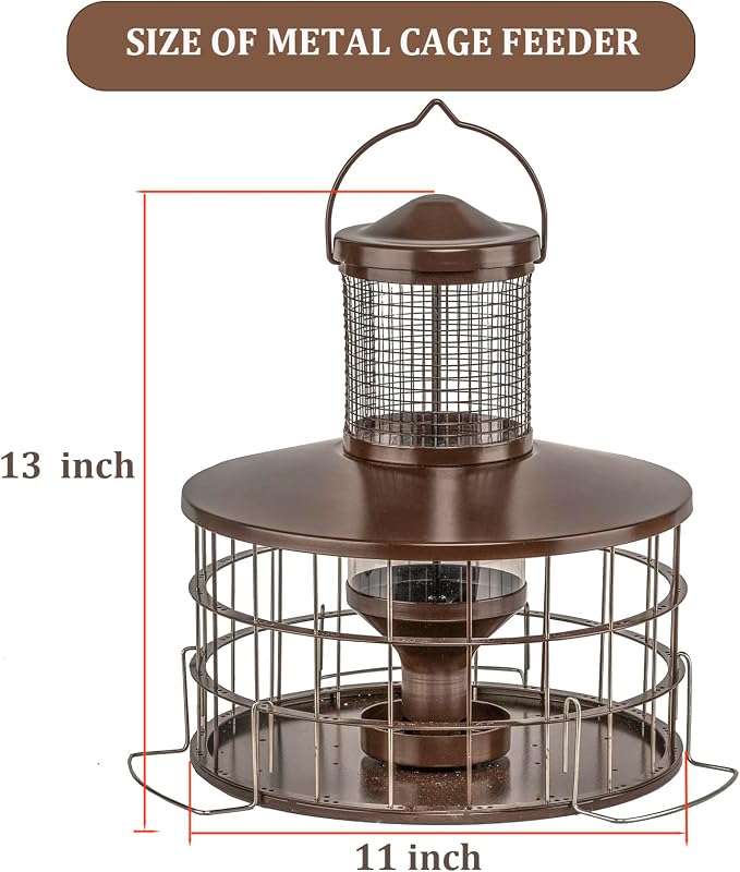Upgraded Squirrel Proof Bird Feeders, 3Lbs Capacity Caged Bird Feeder, - Image 7