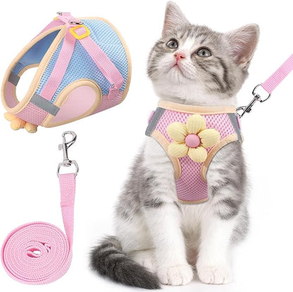 Cat Harness and Leash Set for Walking Escape Proof, Adjustable Kitten Harness by NCMAMA