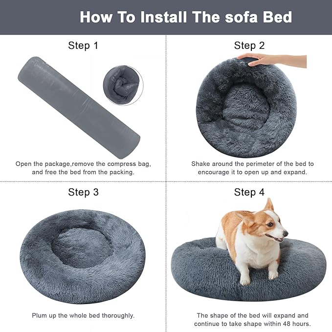 Nisrada Dog Bed for Small Medium Large Dogs, 20 inch Calming, Washable-Round - Image 6