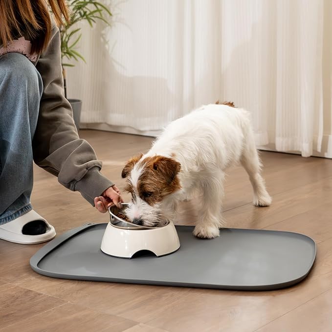 Silicone Dog Food Mat with Side Pocket & Hook Hole, Soft Raised Edges, Easy - Image 9