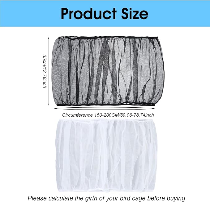 2PCS Bird Cage Seed Catcher, Nylon Adjustable Elastic Bird Cage Net Cover Skirt - Image 2