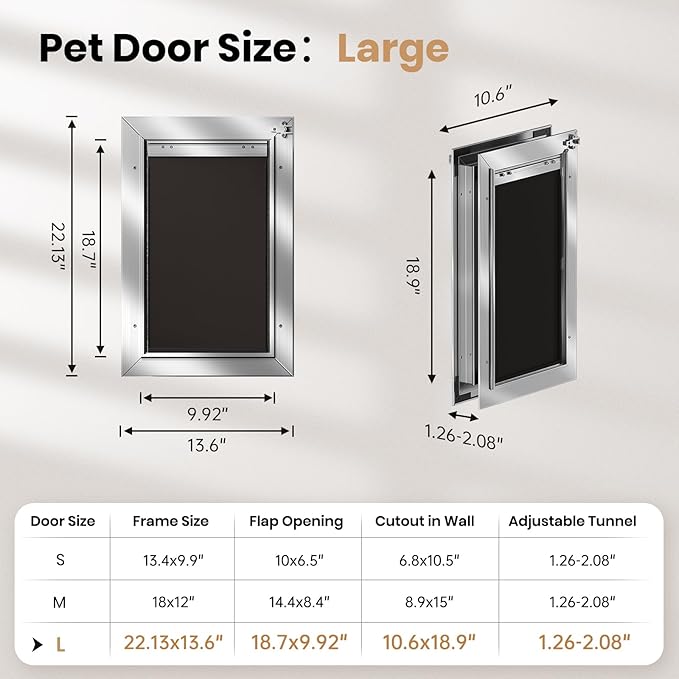 All Aluminum Dog Door, Rust Proof Heavy Duty Large Dog Door - Image 6