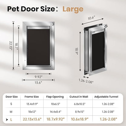All Aluminum Dog Door, Rust Proof Heavy Duty Large Dog Door - Image 6