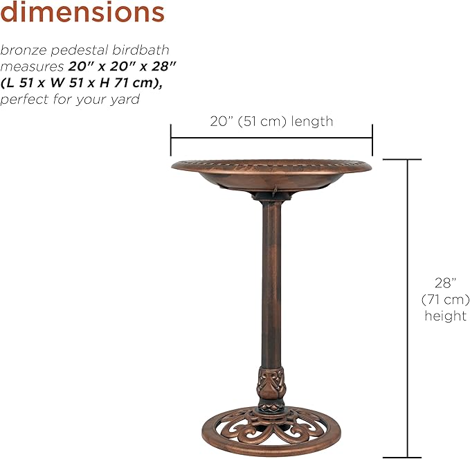 Alpine Corporation | 28" Bronze Outdoor Pedestal Birdbath - Image 7