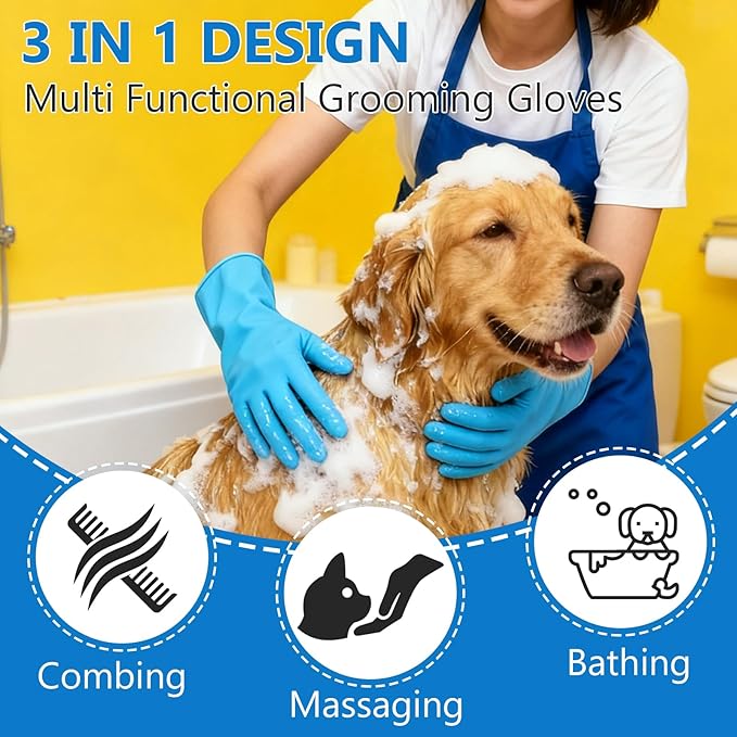 nooepc 6PCS Dog Washing Gloves Pet Grooming Gloves Dog Bath Supplies Dog Bath - Image 3