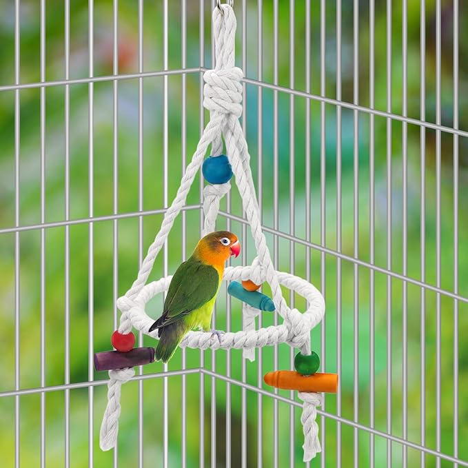 Litewoo Bird Parrot Cotton Swing Round Perch Stand - Image 4