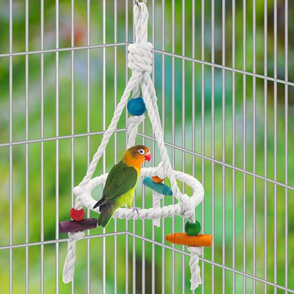 Litewoo Bird Parrot Cotton Swing Round Perch Stand - Image 4