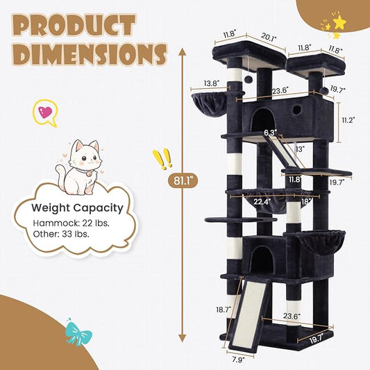 SHA CERLIN 81in Multi-Level Tall Cat Tree Tower - Image 2