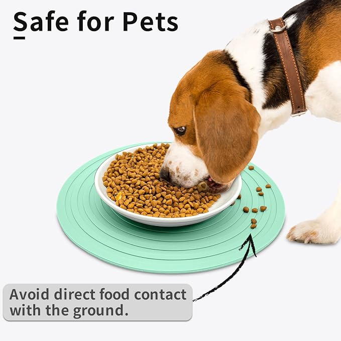 Fhiny 3PCS Silicone Pet Food Mat, 9.5" Round Waterproof Non-Slip Dog Cat Bowl - Image 5