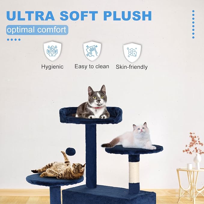 FDW | 54" Cat Tree Tower | Navy Blue | Multi-Level Indoor Activity Center - Image 5