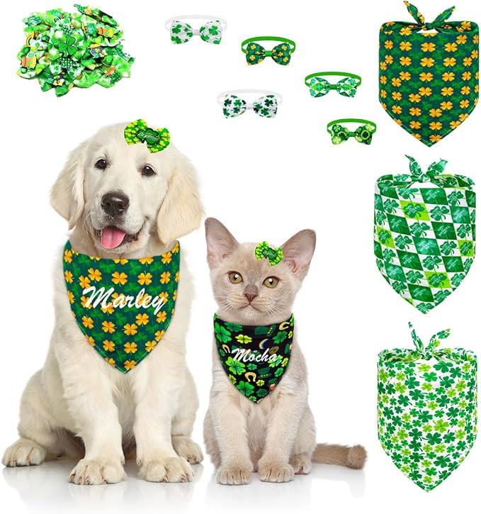 ULICO St. Patrick's Day Personalized Dog Bandana Embroidered Name Custom by Ulicoprofessionalpersonalized