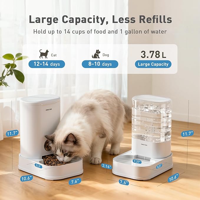 PAWGETHER® 2 Pack Gravity Cat Feeder and Water Dispenser 1 Gallon/3.5L - Image 5