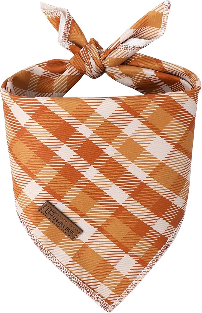 Fall Dog Bandana – Autumn Plaid Triangle Scarf by UPURARAPUP