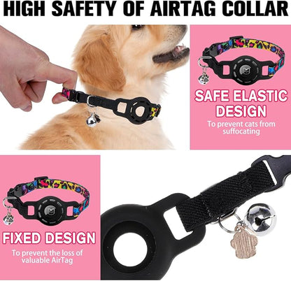 BINGPET AirTag Cat Collar with Bells, Upgraded Safety Elastic Cat Collar with - Image 3