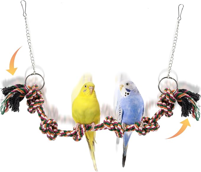 Bird Rope Perch & Swing Toy, Sturdy Knotted Parrot Cotton Rope by Jevnd