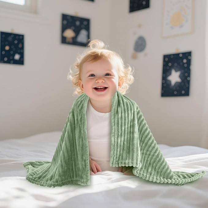 Soft Fleece Baby Blanket Ultra Cozy Green Baby Blankets - Image 8