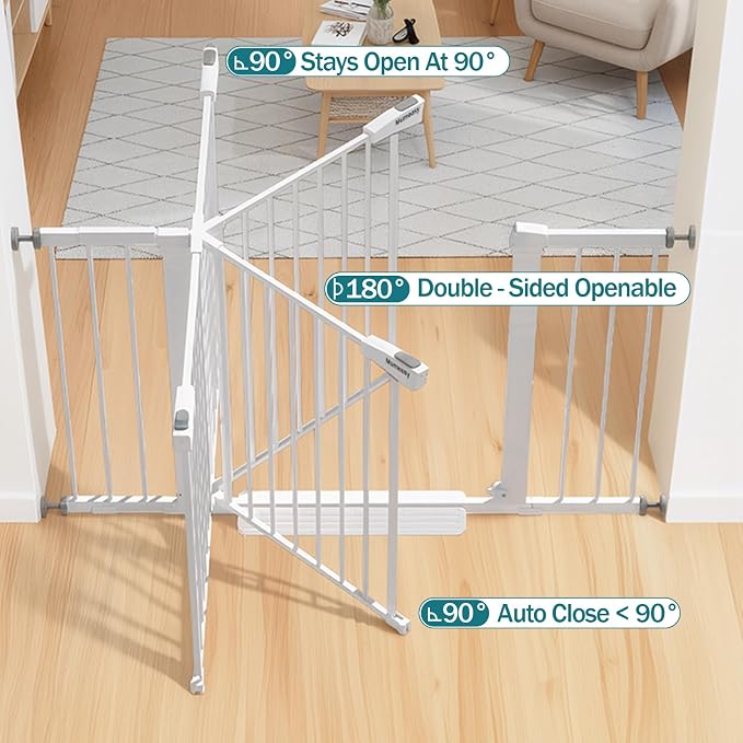 Mumeasy 29.7–48" Baby Gate for Stairs, Dog Gate for Doorways, Auto Close Child - Image 9