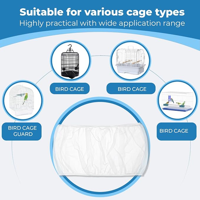 2 Pcs Bird Cage Seed Catcher, Adjustable Bird Cage Net Cover, Reusable Soft - Image 3