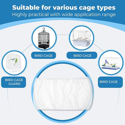 2 Pcs Bird Cage Seed Catcher, Adjustable Bird Cage Net Cover, Reusable Soft - Image 3