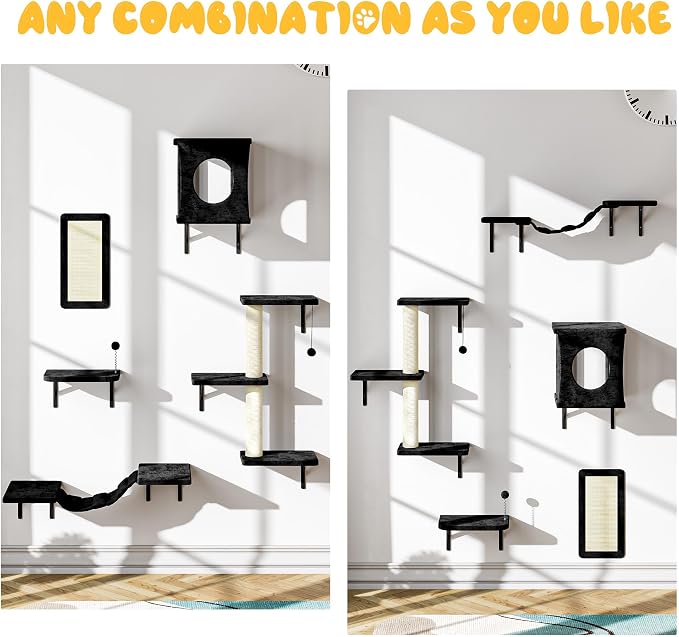 NUNU LAB Cat Wall Shelves, 10-in-1 Wall-Mounted Cat Furniture Set, Large Cat - Image 3