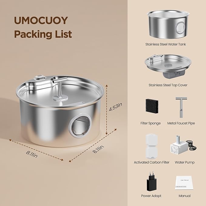 Cat Water Fountain Stainless Steel: Cat Fountain - Image 9